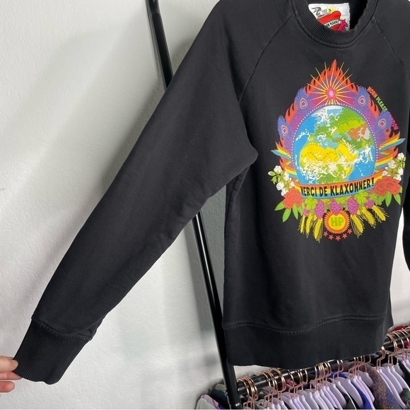 Horn Please! Screen Print Merci De Klaxonner Earth Sweatshirt - Picture 4 of 7